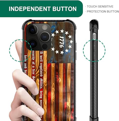 Miniatura 4 de Funda compatible con iPhone 14, fundas para mujeres y niñas, Betsy Ross 13 estrellas de madera con bandera estadounidense con 1776