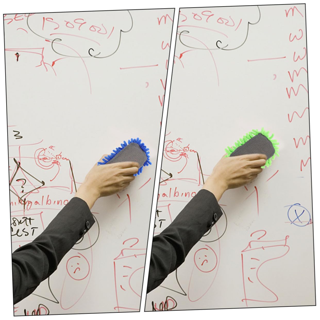 TEHAUX 20stücke Wiederverwendbare Chenille Whiteboard Radierer Graues Rotes Blaues Grünes Waschbare Und Tragbare Kreidetafel Eraser Für Klassenzimmer Und Büro
