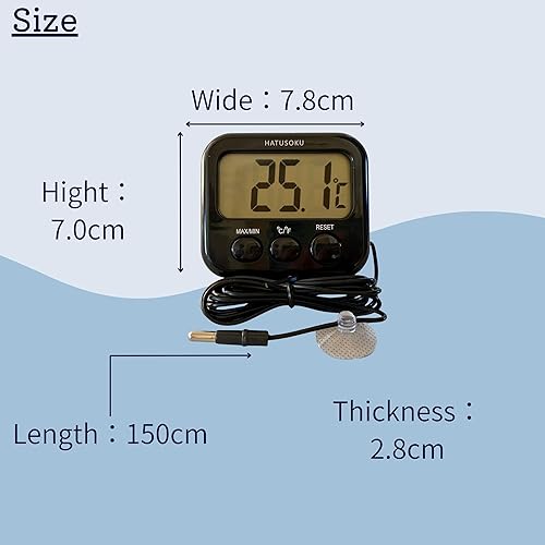 Miniatura 4 de Termómetro digital con sensor externo, imán, ventosa, termómetro de agua, acuario, refrigerador, congelador (negro)