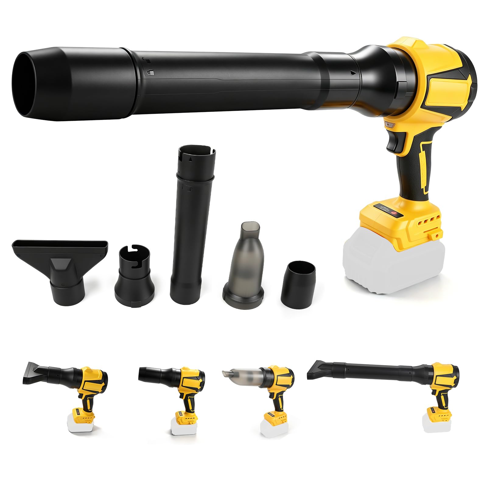 Soffiatore d'aria senza fili compatibile con Dewalt 18V/20V, 3 velocità Soffiatore portatile per foglie e aspirapolvere portatile 38000RPM 500W Brushless Aria compressa Duster Car Blower Dryer
