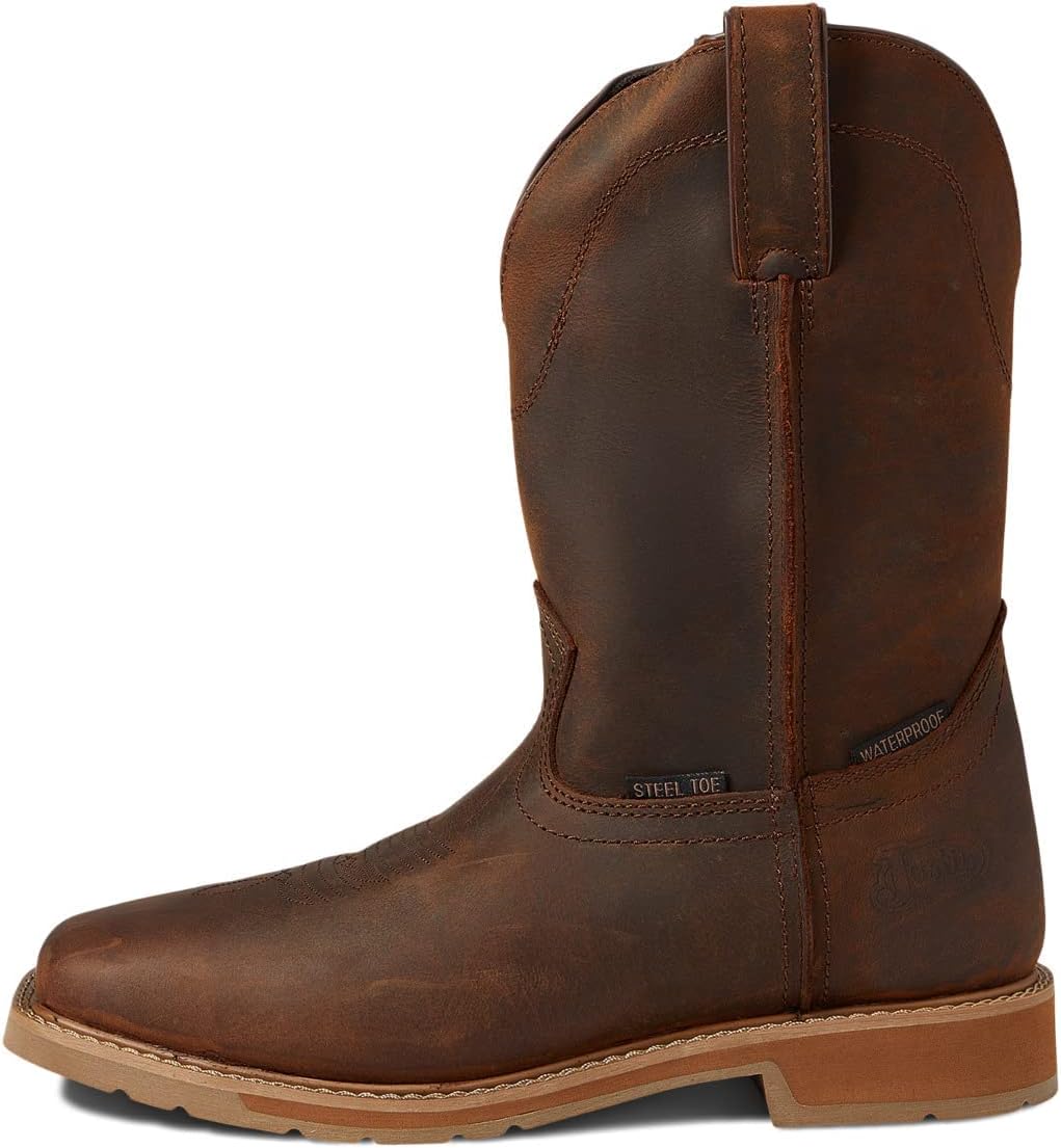 Justin Boots SE3101 Men's Justin Pecan Brown Water Buffalo 11 Buster Pecan Brown Top Steel Toe Work