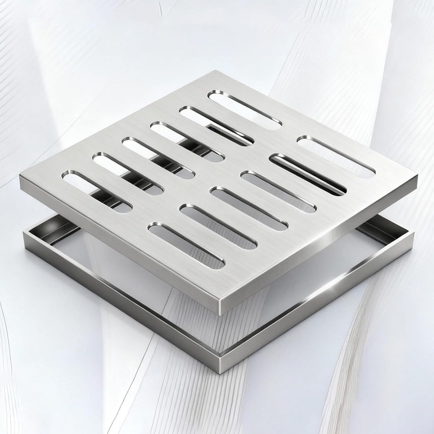 KGBNYSS Grate Covers for drains Square Catch Basin Drain Grate, 304 Stainless Steel Drainage Cover for Sewer/Shower/Kitchen Floor(1 Pcs,35x35cm/13.8x13.8 in)