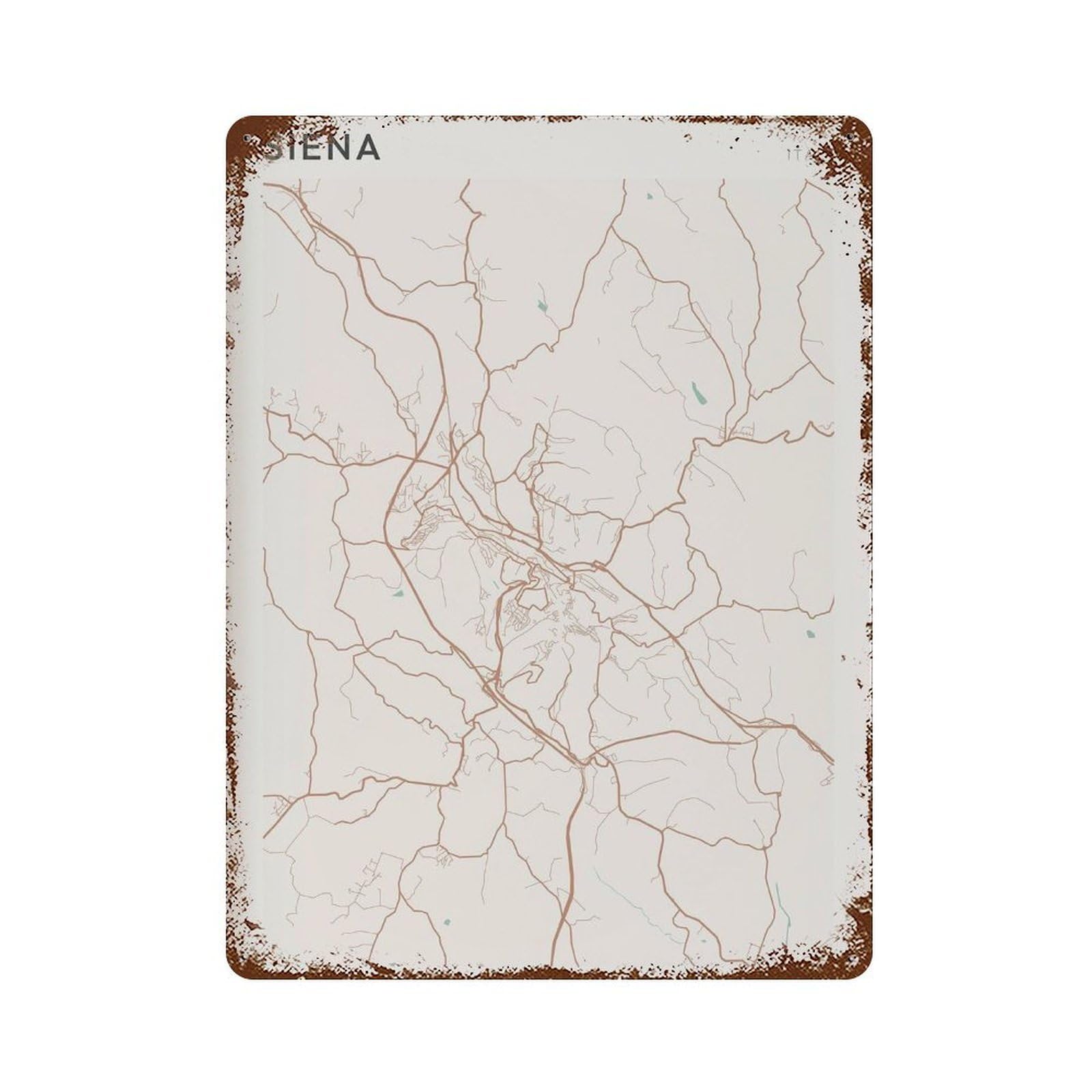 xiaoxiaoshen Siena Map Italy Travel Gift Scandi Wall Decor Art Metal Tin Poster Modern Home Decor Art Home Bar Shop Decorations Vintage Sign 40x30cm