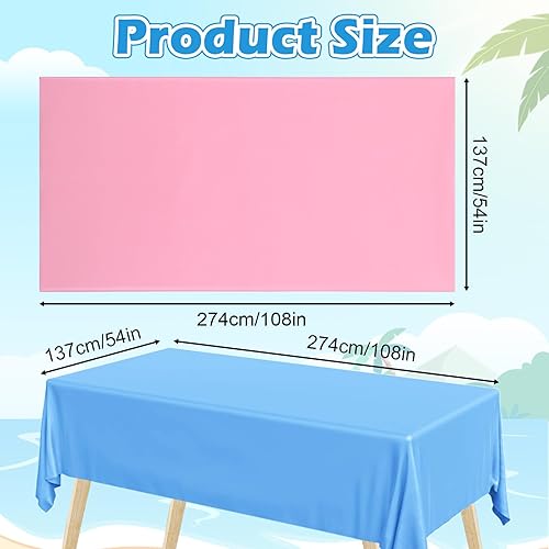 Miniatura 3 de 12 manteles desechables de plástico Fundas rectangulares impermeables de 54 x 108 pulgadas para decoración de cumpleaños, bodas, Luau, picnic y