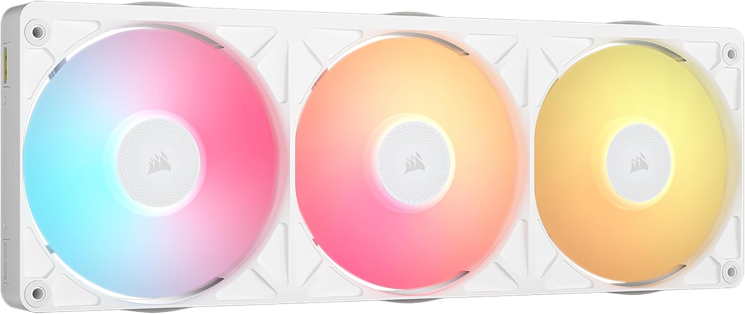 iCUE Link RX360 II RGB 360mm Low-Noise Unified Triple Fans – White | PWM, Magnetic Dome Bearings, Zero RPM