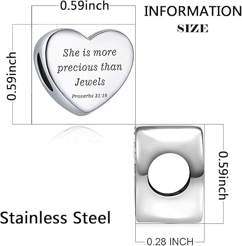 Miniatura 2 de MUERDOU Dije de corazón, pulsera cristiana con versículo bíblico para oración, fe, religiosa, regalos para mujeres