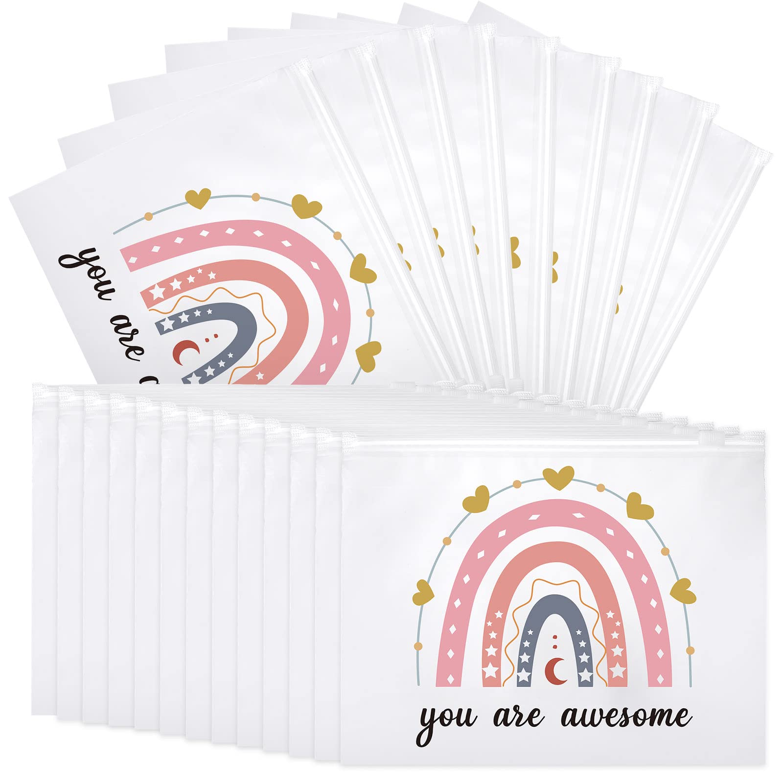 Reginary 50 Pcs Inspirational Gifts Bulk for Women Cosmetic Bag EVA Makeup Bag with Zipper for Birthday Employee Coworker Colleague Staff