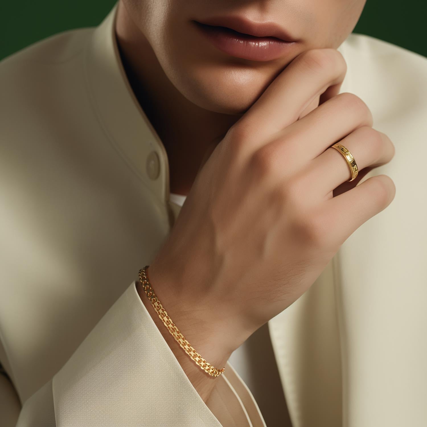 14K Gold Plated Bracelets for Womens Bracelet Mens 14K Gold Plated Chain Bracelet Cuban Link Chain Stackable Bracelets for women 6.5-9in - Image 5