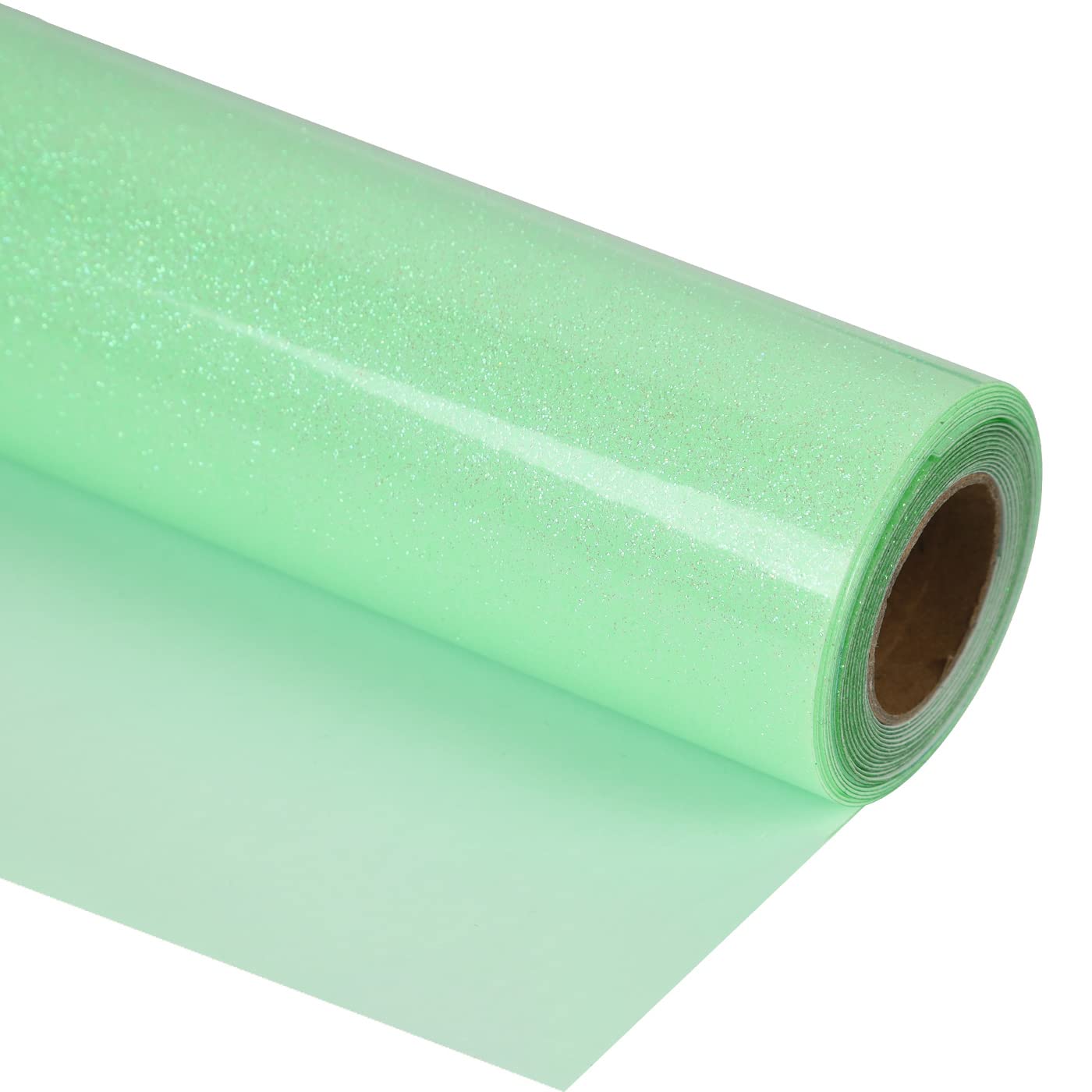 guangyintong Heat Transfer Vinyl Glow Light Green Glitter HTV, 12" x 8ft