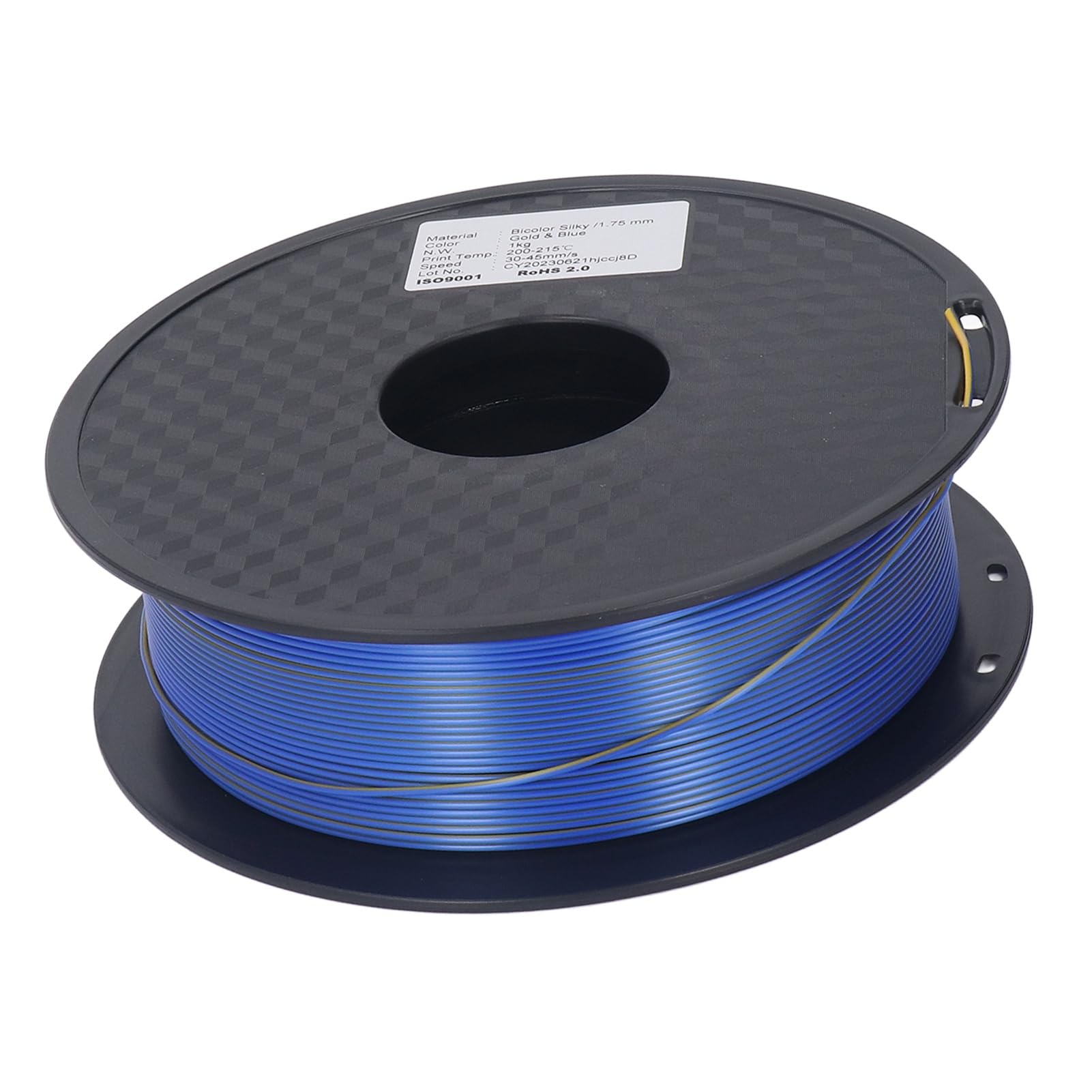 1.75 mm dos colores de seda filamento dorado azul 3d impresión consumible 30 45 mm/s velocidad para diseños exquisitos