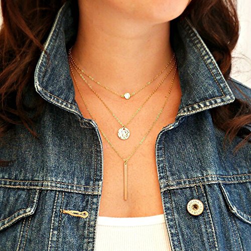 Fxmimior 2555 Pendant Gold Layered Vintage Chain Long Layered Bar Party Wedding Necklace Jewelry cover