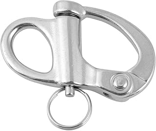 BIKING Shackle Snap, Eye Snap Shackle, Stainless Steel Fixed Snap Shackle, Boat Shackle Fixed Marine Boat Rigging Snap Quick Release with Round Ring(16 * 69mm)