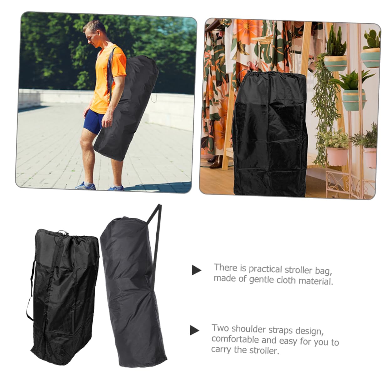 POPETPOP 2Pcs Stroller Travel Cover Bag Durable Gate Check Storage Bag for Double and Umbrella Lightweight with Shoulder Strap for Convenient Travel