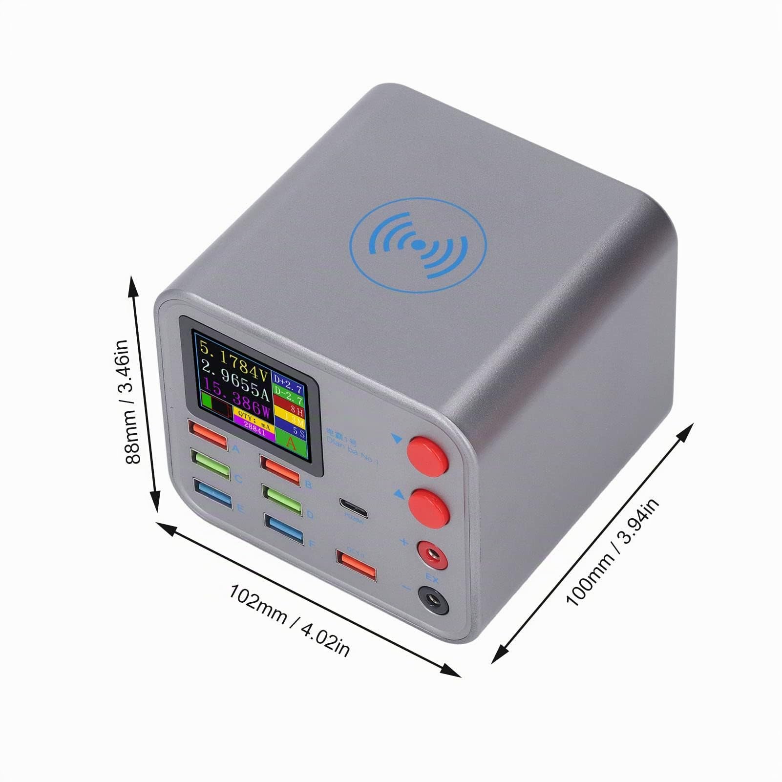 Stazione di Ricarica USB - Hub USB a 8 Porte - CaricatoreWireless - Adattatore di Alimentazione per Telefoni e Tablet