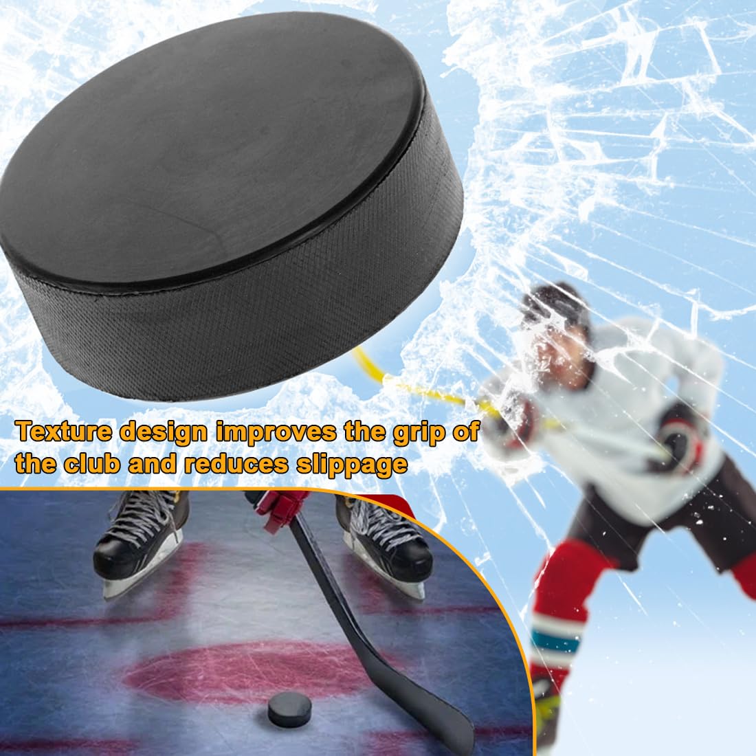 WUSJCOF 2 pièces Palets d'exercice de hockey en caoutchouc pour hockey sur glace, lisses pour le hockey sur glace (75mm diamètre / 25mm épaisseur) (Noir)
