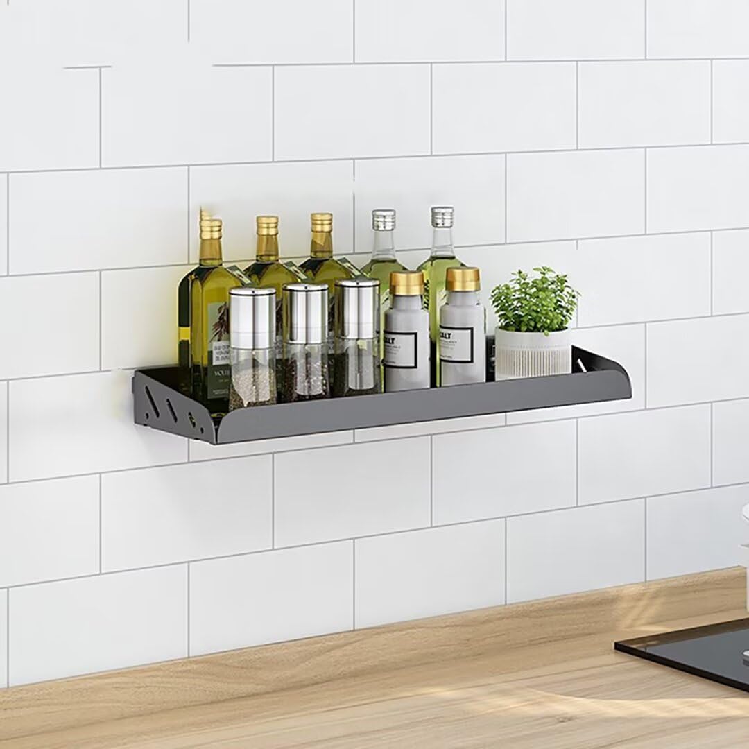 Estante de especias montado en la pared con estantes de almacenamiento para colgar, organizador de especias sin taladrar para especias y condimentos, 60 cm