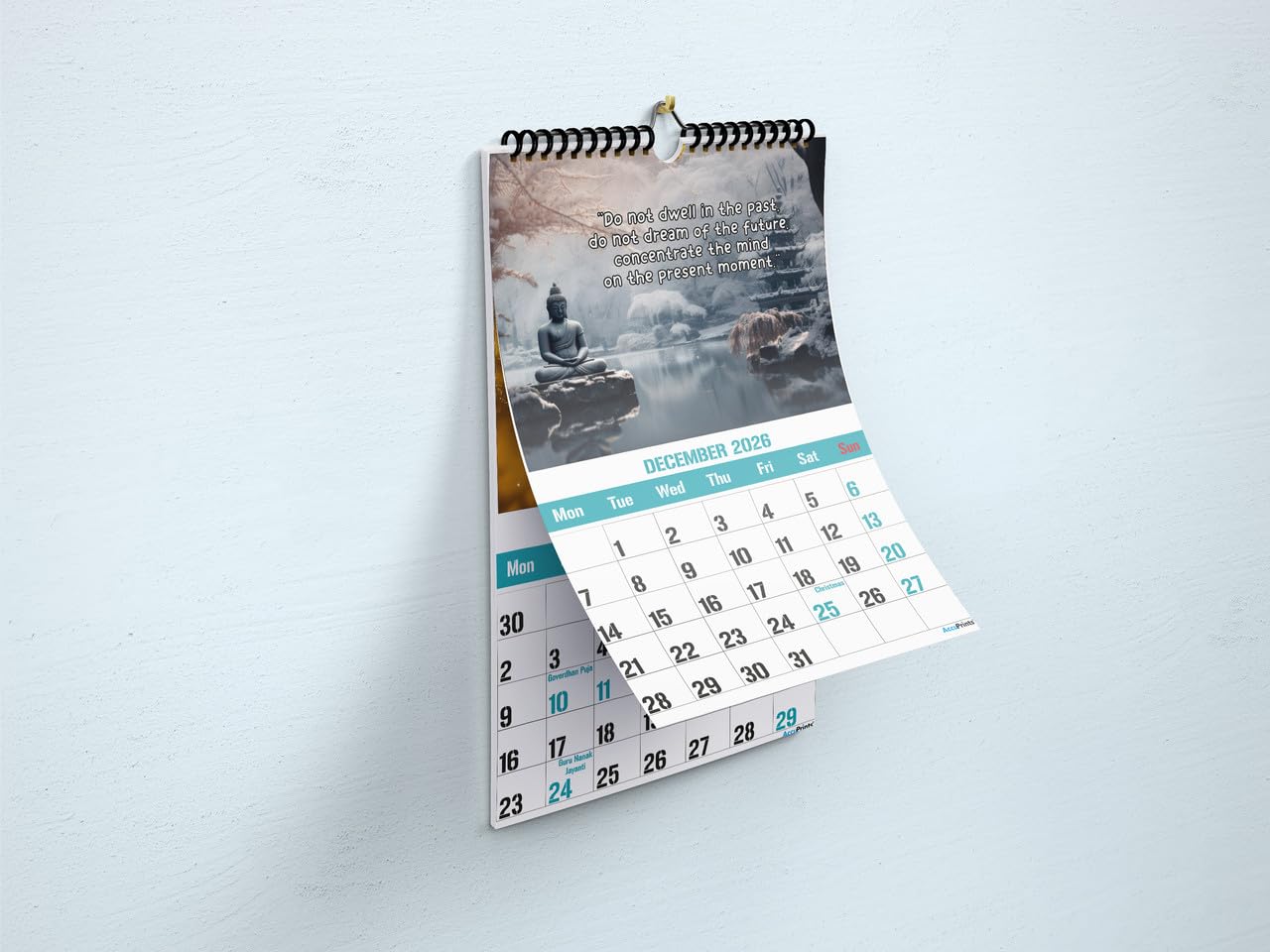 Accu Prints Wandkalender 2025, 12 Monats-Wandkalender 29,2 x 43,2 cm, Doppeldrahtbindung, großer Hängekalender mit dickem Papier für Zuhause & Büro