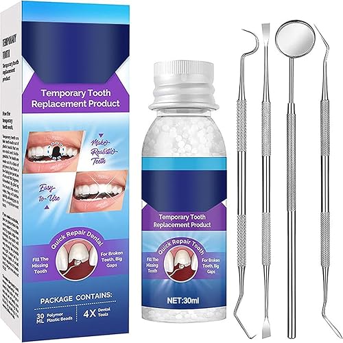 Tooth Provisional Teeth Kit, DIY Heat Fit Beads for Replacing Missing & Broken Teeth, Provisional Restoration & Denture Replacement, Refresh Your Smile