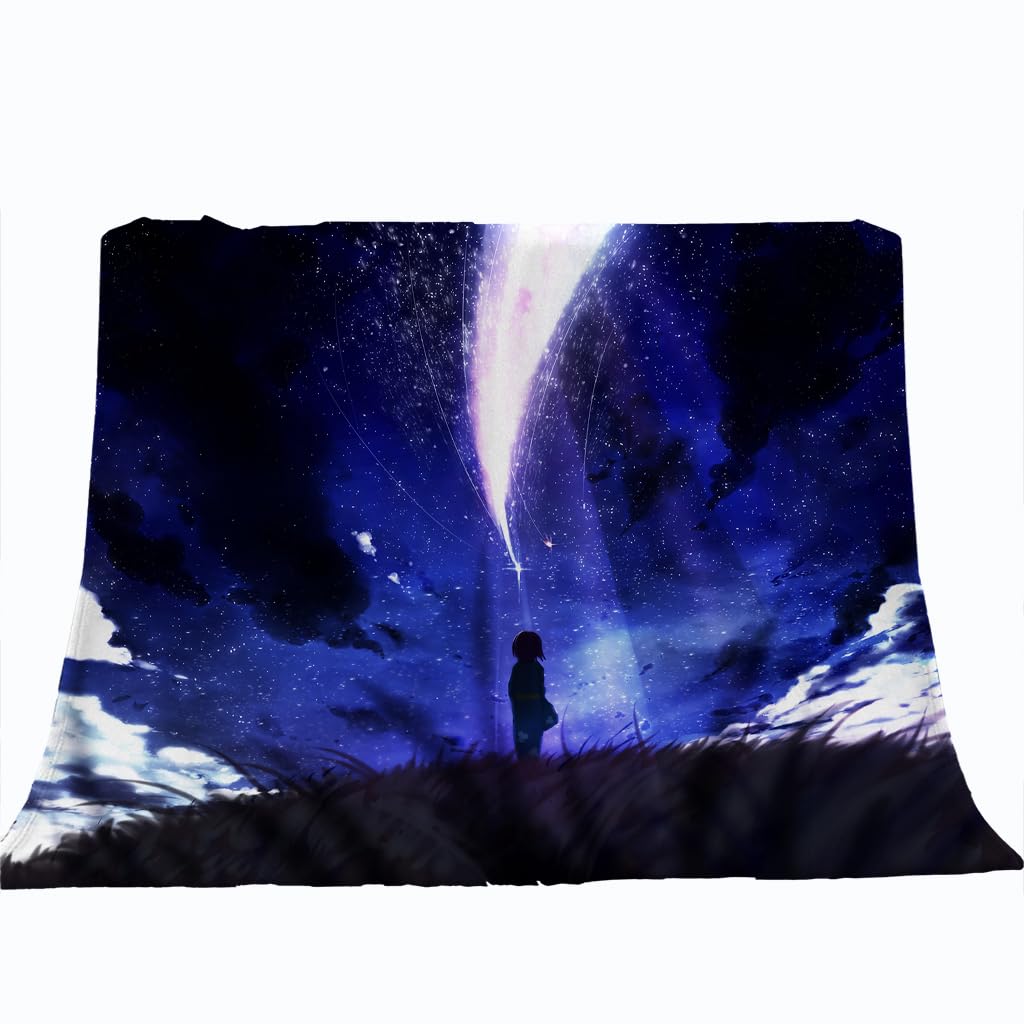 Mantas Para Sofa Lana Mullida 150X200Cm Manta De Franela Para Cama De Microfibra De Piel Artificial Suave Y Cálida, Adecuada Para Sofá O Cama, Lluvia De Meteoritos Cielo Estrellado Azul Impresión P