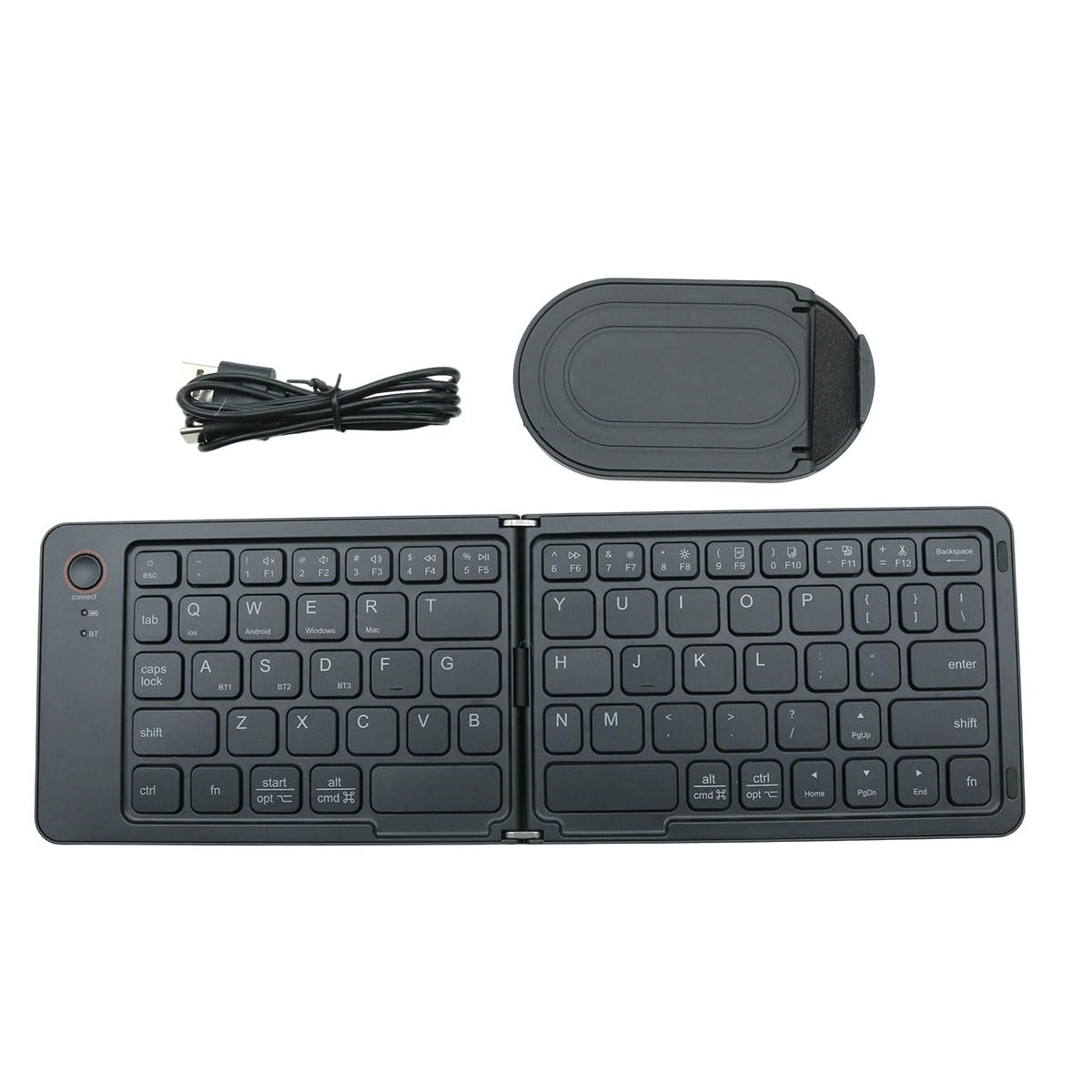 Teclado Bluetooth plegable, ultradelgado, portátil, tamaño de bolsillo, teclado inalámbrico recargable de viaje de tamaño completo, para smartphone, tableta, portátil