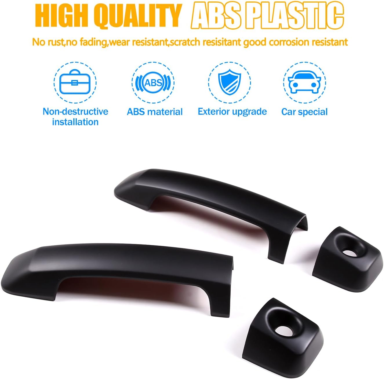LLKUANG ABS Car Exterior Door Handle Decorative Cover Trim Fit for Toyota FJ Cruiser Handle Accessories 4pcs/Set (Matte Black)
