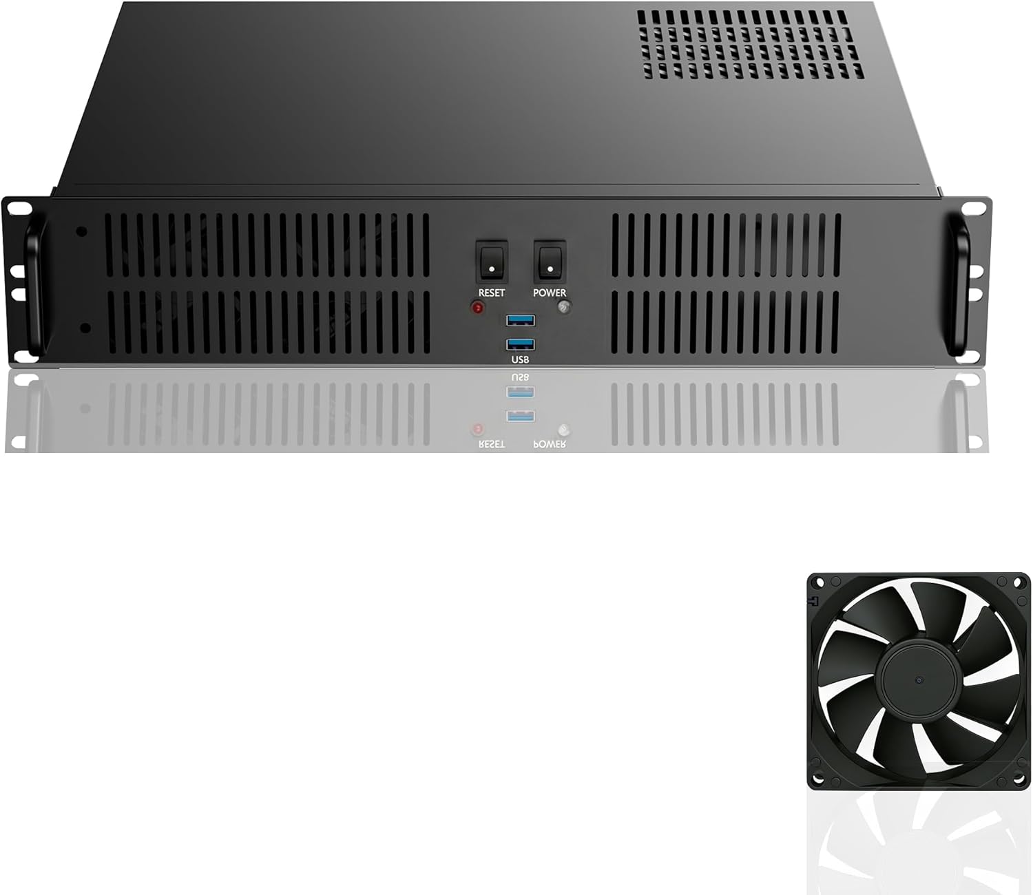 2U Rackmount Chassis, Micro-ATX Server Case, Supports 2 x 3.5 HDD & 1 x 2.5 SSD, ATX PSU Compatible, 4 PCIe Slots, Ventilated Cooling, USB Ports