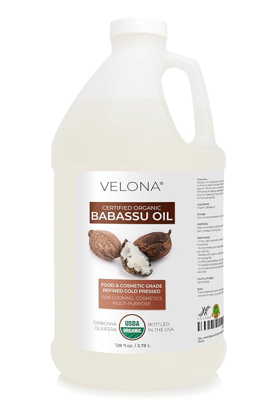 velona Óleo de Babaçu Orgânico USDA, Prensado a Frio, 3,79 L