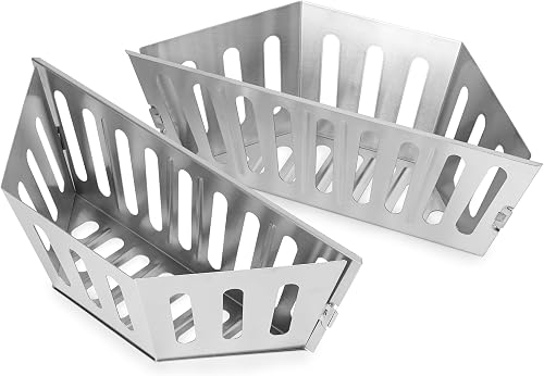 Stanbroil Charcoal Basket Holder for Weber 22" and 26" Charcoal Grills, Heavy Duty Stainless Steel Char-Basket for Briquette, Wood Chips (2 Pack)