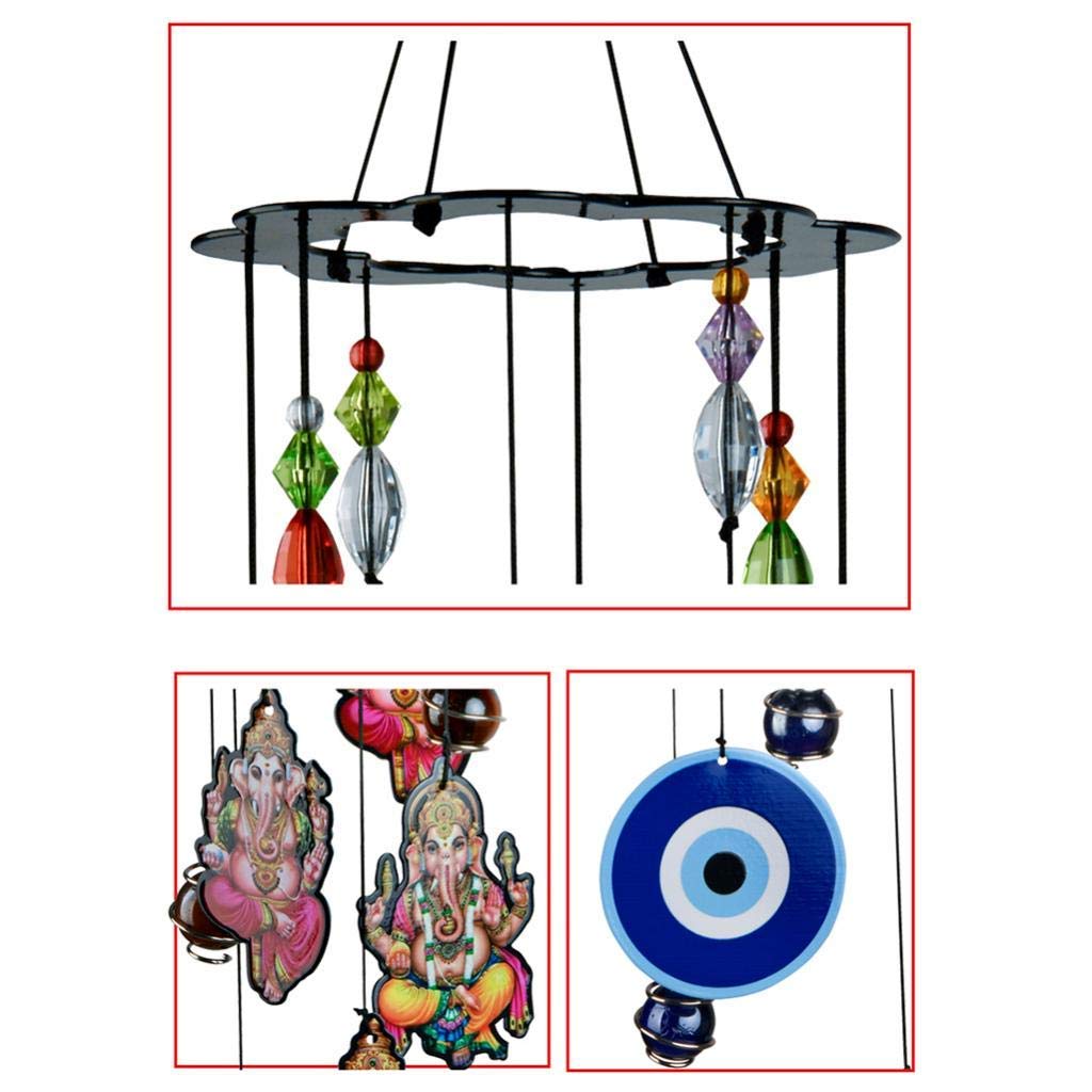 Scacciapensieri Indiano A Vento In Lega – Con Perline Colorate – Altezza 43 Cm – Decorazione Per Casa, Giardino, Balcone - 3