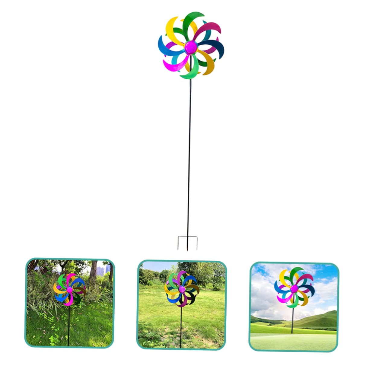 Milisten Bunter Junge Mädchen Windrad Spinner Garten Deko Windmühle Spielzeug Für Außenbereich Mit Regenbogen Design