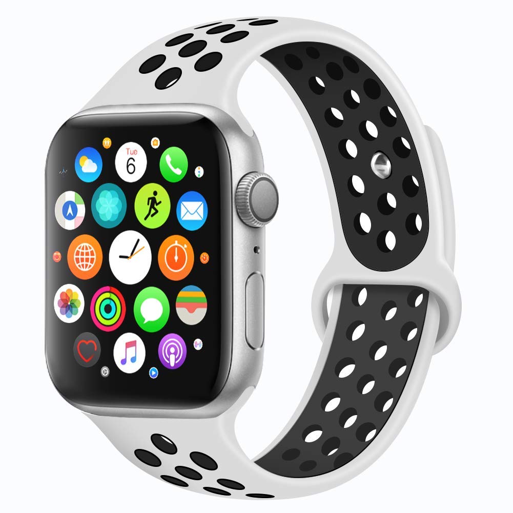 SKEIDOCompatible for Apple Watch Band 38mm 40mm, Soft Silicone Sport Band Replacement Wrist Strap for iWatch Series 4/3/2/1,Nike+,Sport,Edition, Gray/Black