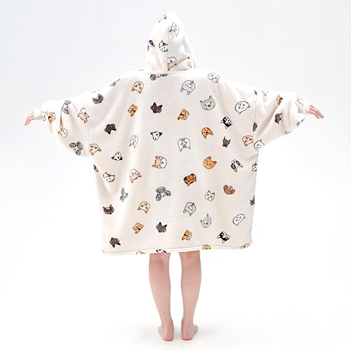 Miniatura 6 de Touchat - Manta con capucha para usar, sudadera estilo cobija de sherpa de gran tamaño para mujeres con capucha y bolsillo, manta con capucha súper