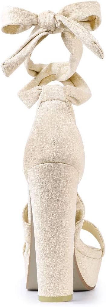 Allegra K Women's Lace Up Platform Block Heel Sandals - Image 4