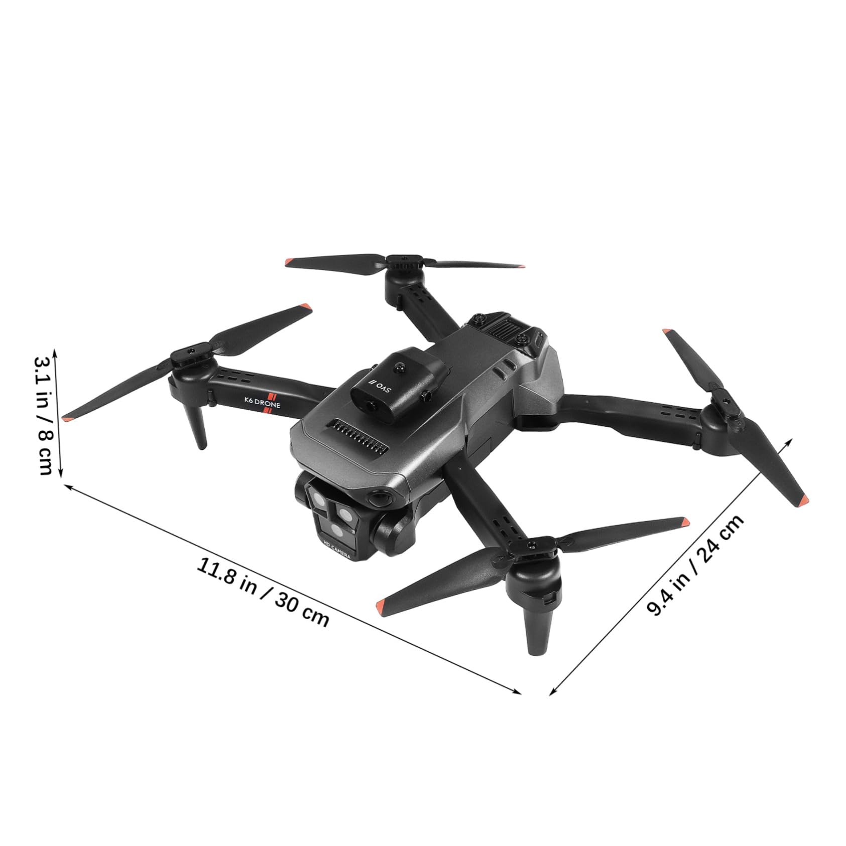 Drone Pieghevole Max con Tripla Fotocamera Hd, Nero | Lente Elettrica Regolabile 150°, Doppia Batteria 1800mah 3.7v, Controllo Tramite App