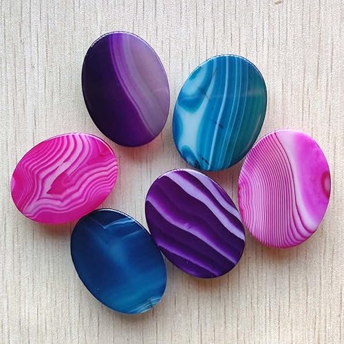 Miniatura 3 de 6 unidslote 1.181x1.575 in Cabujón Natural Raya Cabujón Cuentas ovaladas para la fabricación de joyas (Color  Púrpur