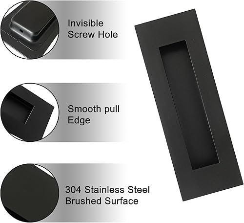 Miniatura 4 de Tiradores empotrados para dedos, manijas de puerta de bolsillo, para puertas correderas de granero, puertas plegables de acero inoxidable