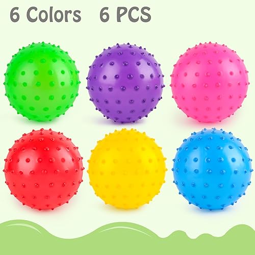 Miniatura 3 de LOVEINUSA 6 bolas de rebote, bolas Knobby con bomba de 6 pulgadas, bolas sensoriales de masaje puntiagudas para bebés y niños pequeños