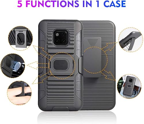 Miniatura 2 de Lothartech - Funda para Huawei Mate 20 Pro, 5 funciones en 1, protección de grado militar, anillo magnético resistente, soporte de soporte, funda
