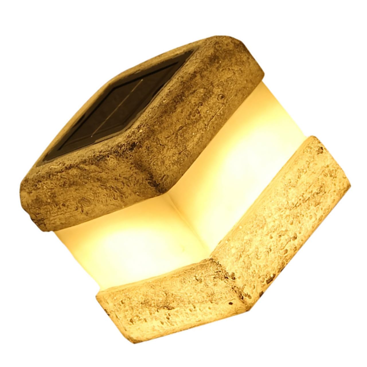 Lampada Solare a Pietra Bianca in Plastica per Giardino Esterno