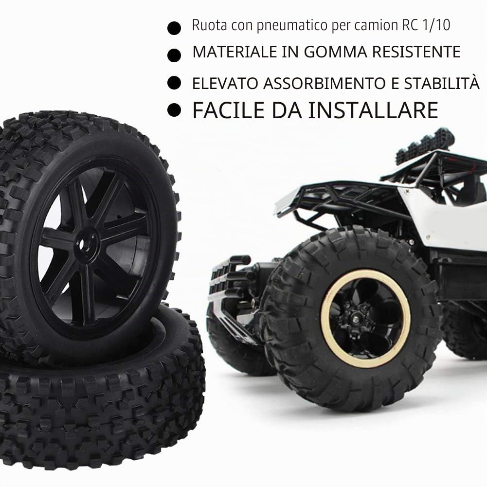 VGEBY1 4 Pneumatici in Gomma, Pneumatici Ruota 1/10 RC Racing Crawler Auto su Auto da Corsa (Nero)