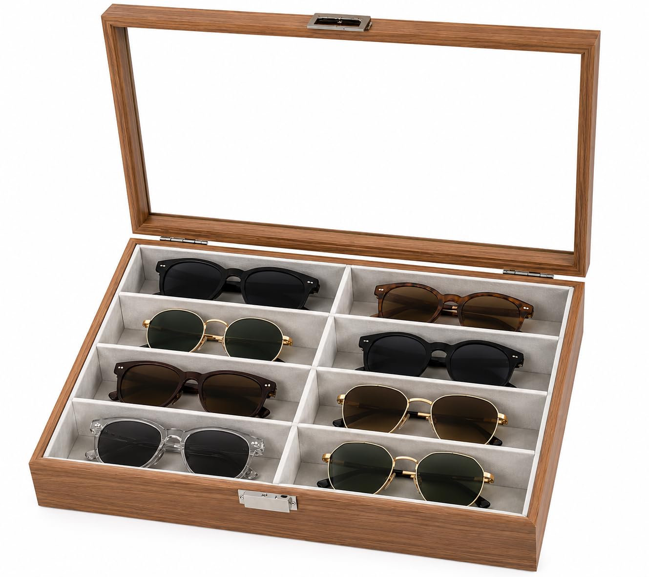 Boîte à lunettes en bois à 8 compartiments pour éviter les rayures