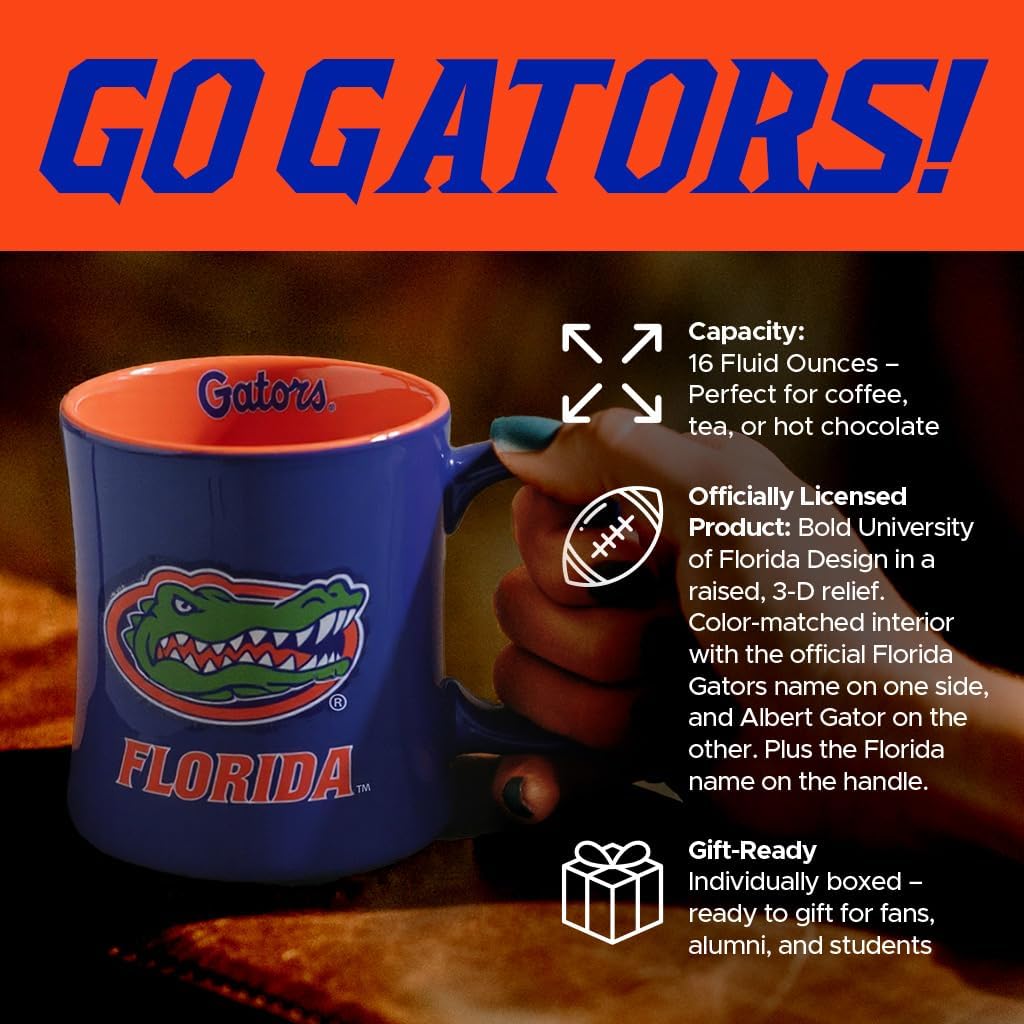 Florida Gators Ceramic Relief (3D) Coffee Mug – Official Logo and Team Colors, 16oz - Image 2