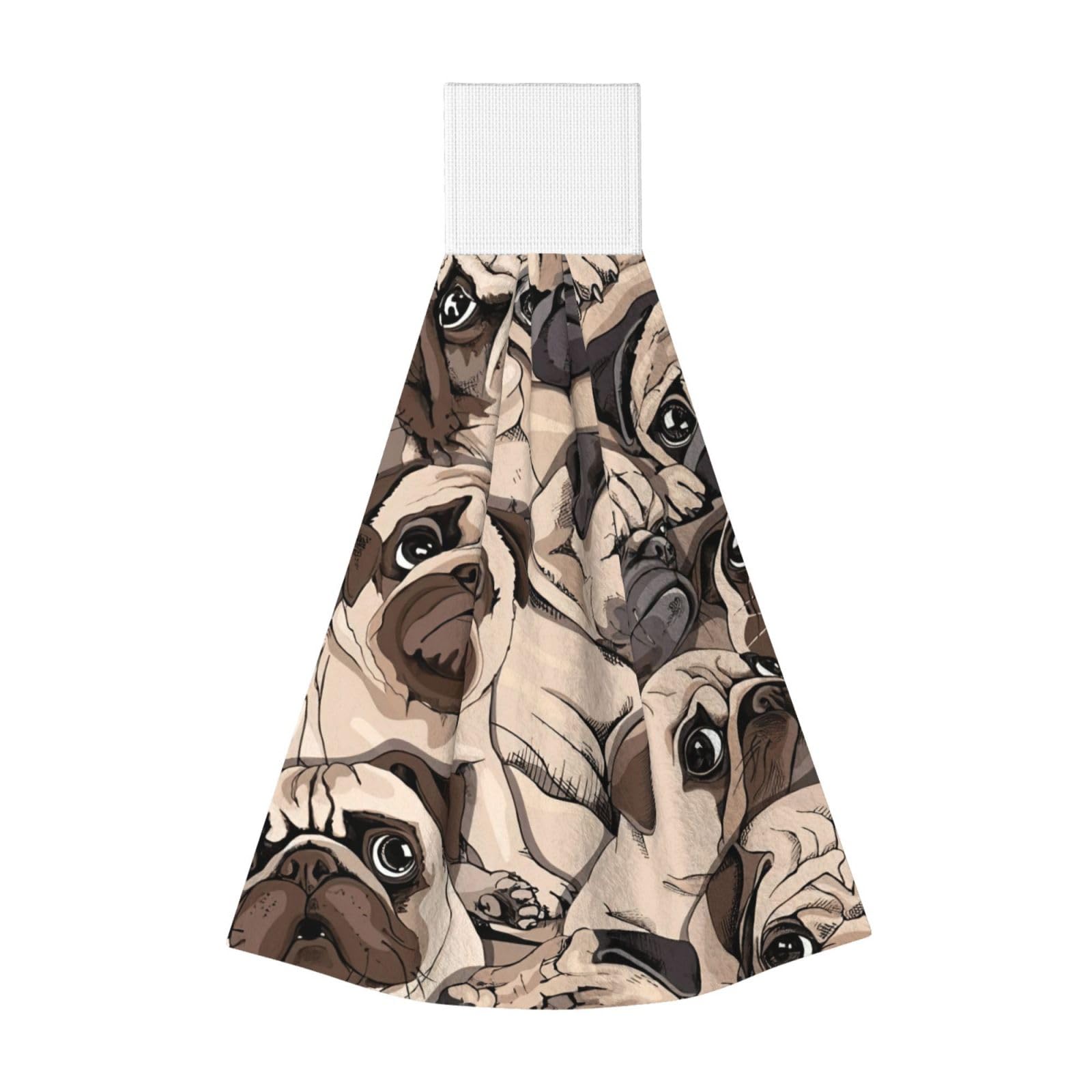 DUWAA Funny Pug Pattern Print Hanging Hand Towel Quick Dry Bathroom Towel Soft Kitchen Towel