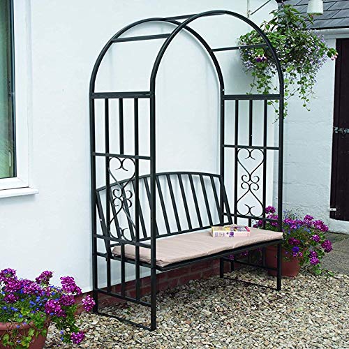 Gr8 Garden Metal Steel Black Rose Arch Trellis Climbing Plants Roses With Bench Seat Pergola Wedding Outdoor