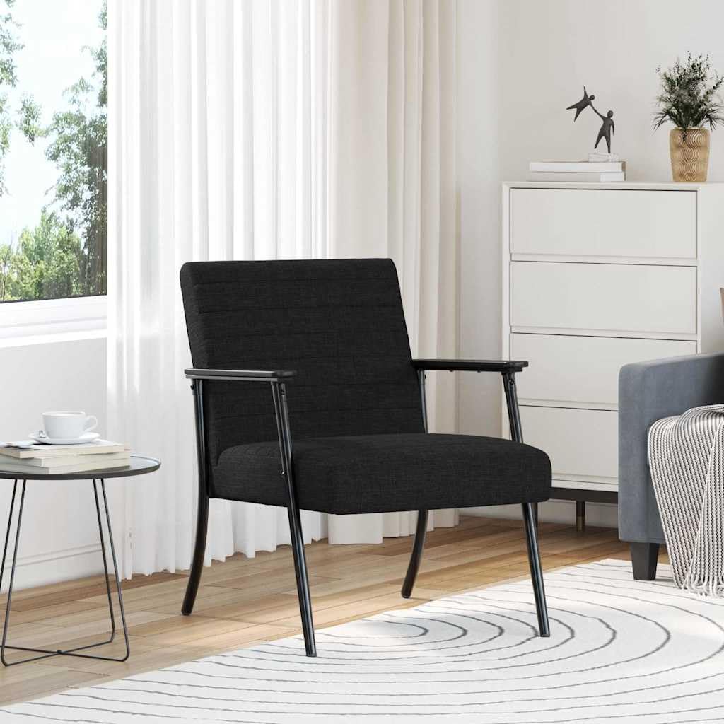 Nowoczesny fotel z materiału z ergonomicznym oparciem i podłokietnikami, 59 x 75 x 78 cm, tapicerowane krzesło do salonu, sypialni, biura i kącika do czytania
