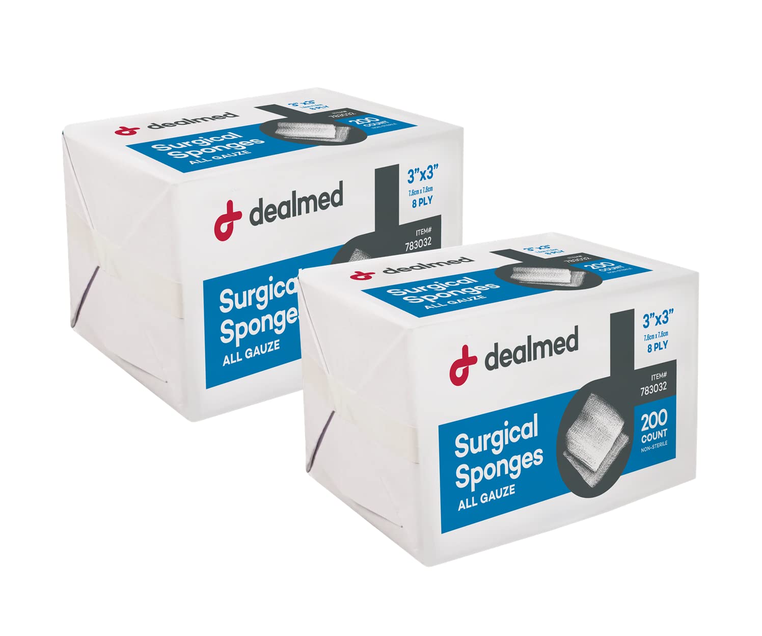 Dealmed 4 x 4 Surgical Sponges - 8-Ply Non-Woven Gauze - 200 Count 2 Pack — Amazon image 11