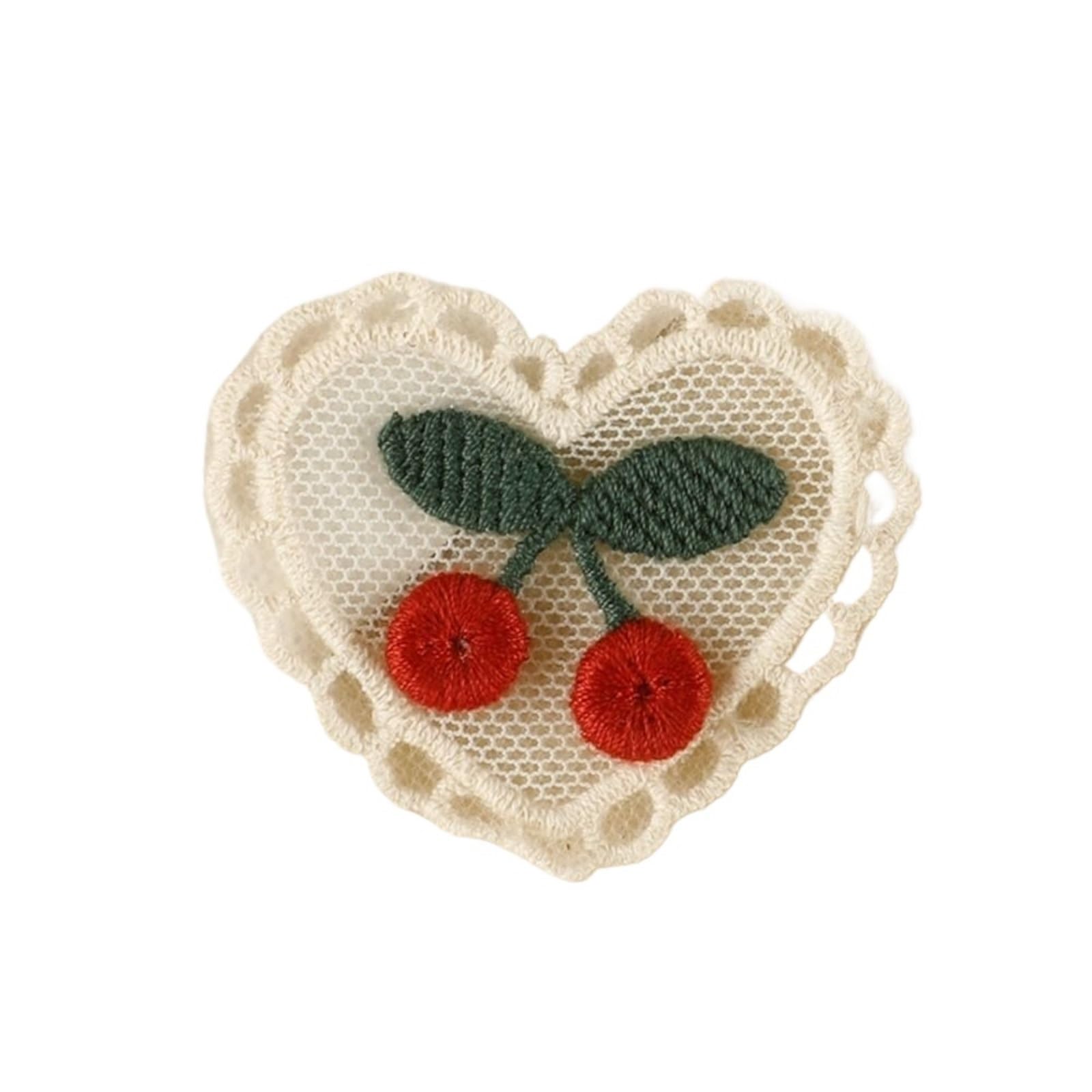 Wtaxbh Color1 Iron On Patches 3Pc Fashion Cherry Flower Lace Clothing Patches Multifunction Embroidered Fabric Patch Sew-On Diy Applique Accessories(Color1)