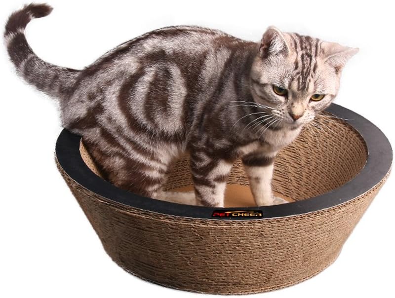 PetCheer Bowl Shape Cat Scratcher Lounge Bed with Catnip