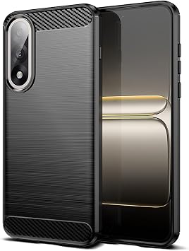 Case Compatible with OnePlus Nord 5 5G, Slim Fit Phone Cover with Shock-Absorption, Carbon Fiber TPU Rubber Protective Case, Black