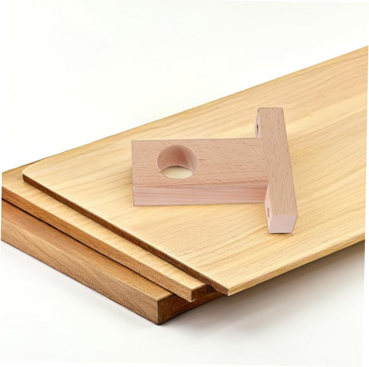 Cabilock 4 Pcs Wooden Curtain Rod Brackets T-Shaped Closet Rod Holders Multi-Functional Curtain Rods Bracket Sturdy Coat Racks Holders